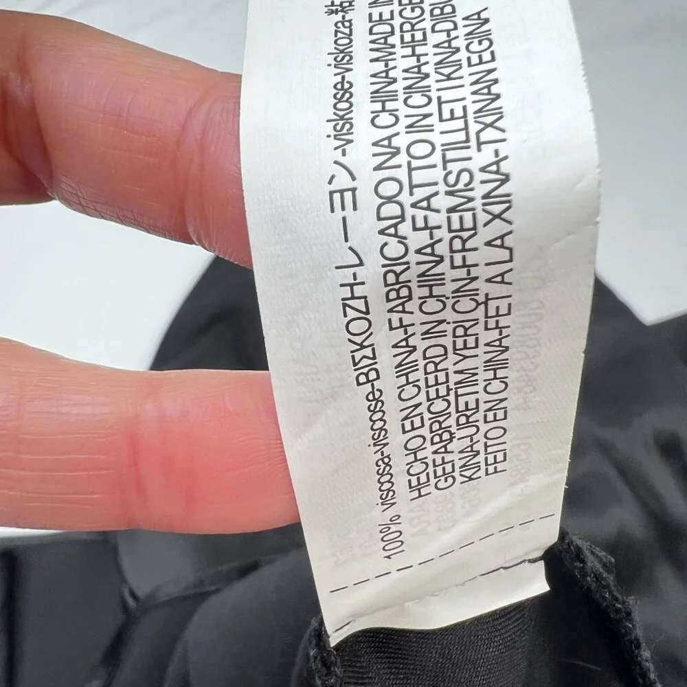 Zara Side Ruched Midi Slip Dress Satin Effect Black Straps Sleek Party Small - Picture 16 of 16